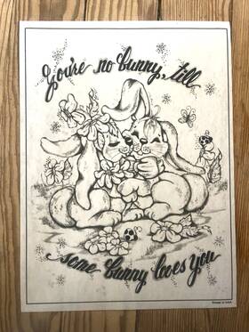 7259 Tri-chem Ready To Paint Fabric Art Youftre No Bunny Cute Rabbits Vtg