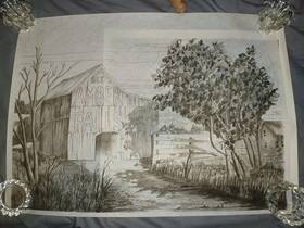 7349 Tri-chem Covered Bridge With See Amber Falls Ad Picture 18x24 Inch