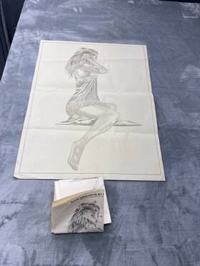 7352 Tri-chem Vtg Picture To Paint Felt Poster Tapestry Nude Risqu Lady Adult Theme