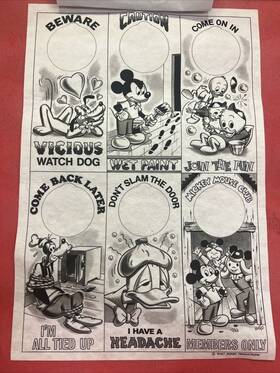 7459 Tri-chem Nos Vintage Chart 6 Disney Door Knob Hangers Picture To Paint 77 Rare