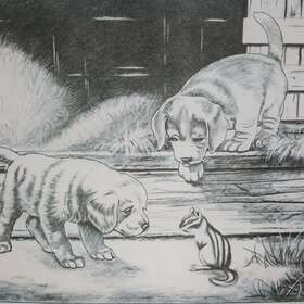 7558 Tri-chem Playful Puppies 12x18 Inch Picture To Paint Old Barn With Trichem Instructions