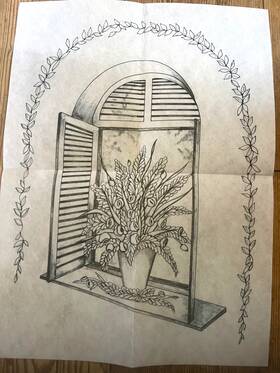 7632 Tri-chem Ready To Paint Fabric Art Window Scene Xl Vintage
