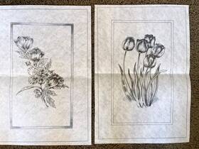 7658 Tri-chem Ready To Paint Picture Vtg Fabric Elegance Tulips Peonies Col