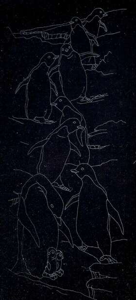 7675 Tri-chem Hanging Black Velvet Penguins Ready To Paint Liquid Embroidery