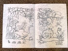 7712 Tri-chem Ready To Paint Picture Vtg Fabric Jungle Animals Monkey Lion Col