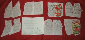 7913 Tri-chem Christmas Cat In Glove Pictures To Paint With Chart - Vintage #7913