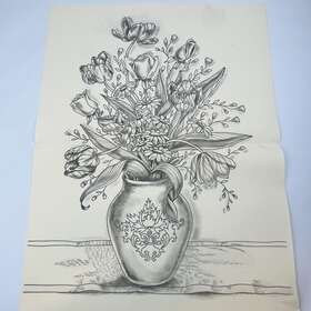 8068 Tri-chem Flower Still Life #8068 Chart Suede Picture To Paint 1985 Vintage