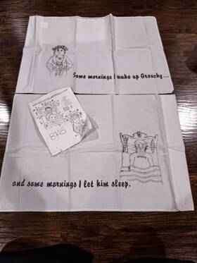 8145 Tri-chem Vintage Liquid Embroidery Fabric Paint Pillowcase Set Grouchy