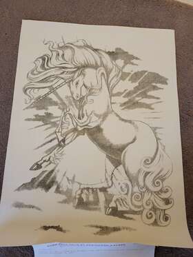 8208 Tri-chem Chart Unicorn Picture To Paint 24 Inch X 18 Vtg 1989
