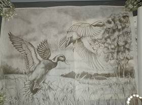 8258 Tri-chem Flying Ducks Mallards Ready To Paint Picture Trichem 18x24 Inch