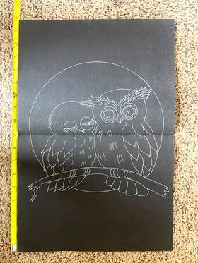 8297 Tri-chem Ready To Paint Embroidery Vtg Fabric Owls Col