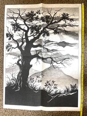 8468 Tri-chem Ready To Paint Liquid Embroidery Vtg Fabric Tree Silhouettes Col