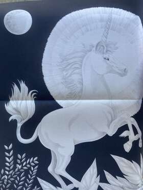 8666 Tri Chem Vintage Picture To Paint Felt Usa Poster Velvet - Unicorn
