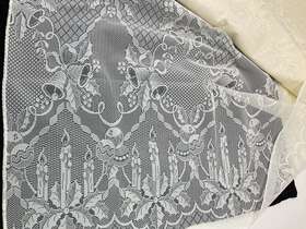 8730 Tri-chem Christmas Lace Tablecloth 60x80 Inch Pattern Tole Nos Vintage Candles