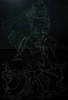 8831 Tri-chem Black Velvet Gypsy Dancer Ready To Paint Liquid Embroidery 24 X 36