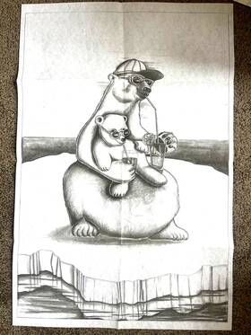 8929 Tri-chem Ready To Paint Liquid Embroidery Vtg Polar Bear Dad Baby Xl Col
