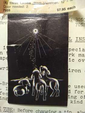 9452 Tri-chem Vtg Three Lambs Black Velveteen Picture To Paint Large