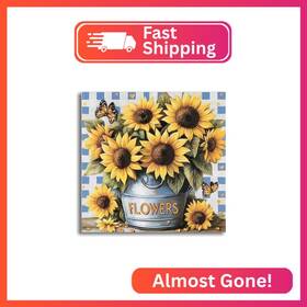 Fba-kb-126-bucket Vaiieyo 5d Diy Diamond Art Kits For Adults Sunflower Flower Flowerp