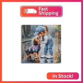 Fba-kb-126-puppy Vaiieyo 5d Diy Diamond Art Kits For Adults Dog Girl Kiss P