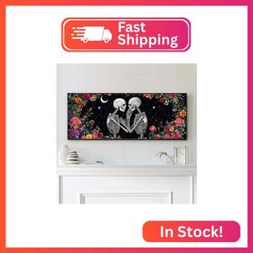 Fba-kb-422-skull Vaiieyo Large Diamond Art Kits For Adults Skull Couple Love