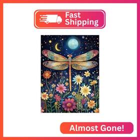 Fba-kb-93-dragonfly Vaiieyo 5d Diy Diamond Art Kits For Adults Dragonfly Painting Flower An