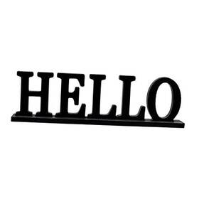Veclotch 715377372215 Rustic Wood Hello Sign For Home Decor Decorative Wooden Cutout Black