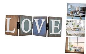 Veclotch 804467638765 Rustic Wood Love Sign For Mothers Day Home Decor Freestanding Cut Out Block