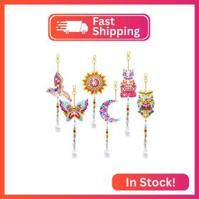 Fl309 Walact 6 Pcs Diamond Painting Suncatcher Wind Chime Art Kits Double Sid
