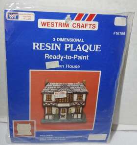 16168 Westrim Crafts Vintage New #16168 Town House 3d Resin Wall Plaque Ready-to-paint