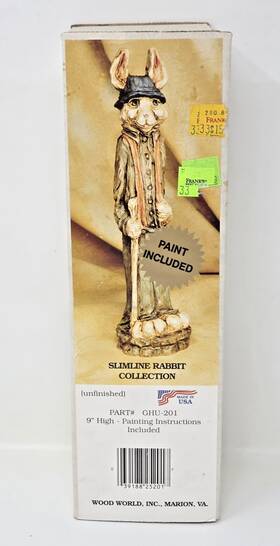 Ghu-201 Wood World Inc. New Slimline Rabbit Collection Paint Kit 9 Inch Unfinished Figurine