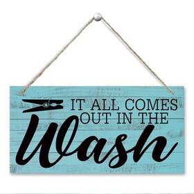 Xmgb119 Wqxhn Funny Laundry Room Wooden Decor It All Comes Out In The Wash Washroom