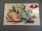 X320a Meyercord Vintage Water Transfer Decorator Decal Blue Pink Swan Birds