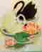 X320c Meyercord Vintage Decal Home Decor Black White Swan Art Deco Pink Pond Nos