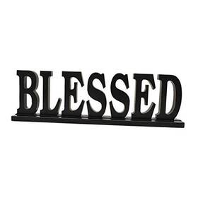 Xinan Crafts 728821256207 Black Wood Blessed Sign Standing Block Letters Rustic