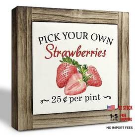 Smp286 Xjcug Strawberries Wood Plaque Sign Pick Your Own Box Summer 09
