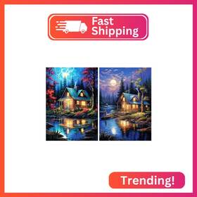 Yobhl004 Yoya 2 Pack Log Cabin Diamond Painting Kits For Adults Lake 5d Ar