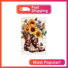 Dz628 Zqeatry Boot Diamond Painting Kits For Adults 5d Butterfly Sunflower Flowers Dia
