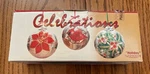 Celebrations Holiday Set Of 3 Ornaments Mouth Blown/crackled Glass/hand Paint. Fixed Price $21.95.