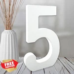 Aocean 6 Inch White Wood Numbers Unfinished Standing Wall Craft Decor (5). Fixed Price $20.00.