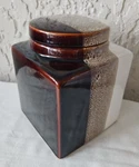 Pier 1 Square Tri Color Large Cookie Jar Canister. Fixed Price $36.99.