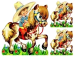 Vintage Image Retro Nursery Baby Cowboy Pony Horse Waterslide Decals BAB623. Fixed Price $13.99.