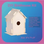 Diy Unfinished Wood Birdhouse Kit With Paint Strips & Brushes 6"X5"X7". Fixed Price $7.99.