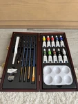 Royal & Langnickel Watercolor Painting Set Open Box, New, Wooden Case. Fixed Price $40.00.