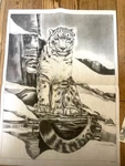 Tri-chem Ready To Paint Fabric Art 7249 Snow Leopard Ii Big Cat Vtg Xl. Fixed Price $19.95.