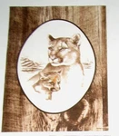 Cougar With Baby Cub Tri Chem Picture Paint 8277 Wild Animal 12X9 1/2 Barnwood. Fixed Price $7.50.