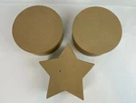 3 Paper Mache Unfinished Unpainted Circle Boxes & Star. Fixed Price $12.99.