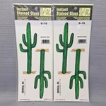 2 Vtg Instant Stained Glass Decal Sticker Desert Cactus Decoral Inc Pk New. Fixed Price $13.90.