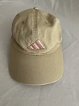 Adidas Youth Girls Khaki Beige Embroidered Pink Tri Fold Logo Hat 100% Cotton. Fixed Price $13.95.