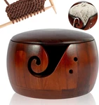 Wooden Yarn Bowl With Lid 6INCH Knitting Carved Holes For Knitters. Fixed Price $24.90.