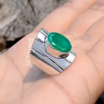 Green Onyx Oval Cut Gemstone Ring 925 Sterling Silver Men's JEWELRY/BR-2503. Fixed Price $25.30.